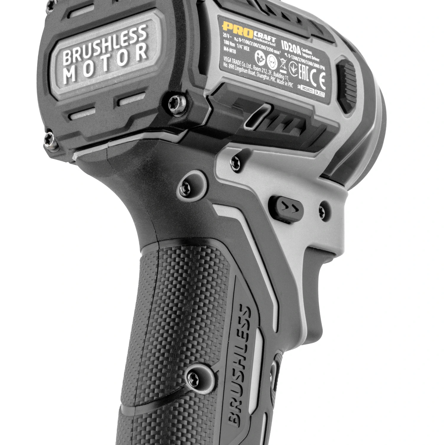 Procraft Industrial ID20A Акумулаторен ударен импакт, 20V, 80-180Nm, 0-3800 об./мин, безчетков, Set с батерия и зарядно