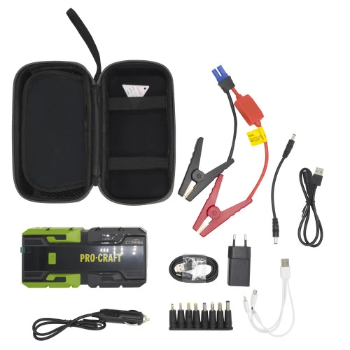 PROCRAFT JS-10NE Зарядно стартерно устройство, USB-C, капацитет 10000 mAh, 12V, стартов 600 A пиков 1200 A, външна батерия (Powerbank).