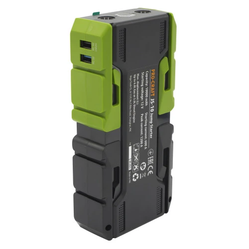 PROCRAFT JS-10NE Зарядно стартерно устройство, USB-C, капацитет 10000 mAh, 12V, стартов 600 A пиков 1200 A, външна батерия (Powerbank).