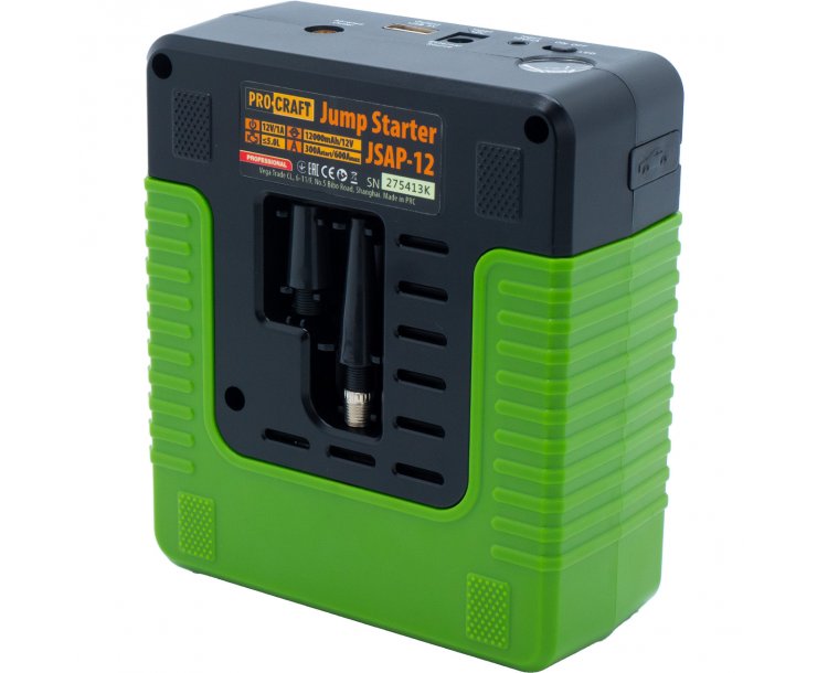 PROCRAFT JSAP-12 Стартерно устройство, 12V – 300A, с компресор за помпане на гуми и външна батерия (Powerbank).