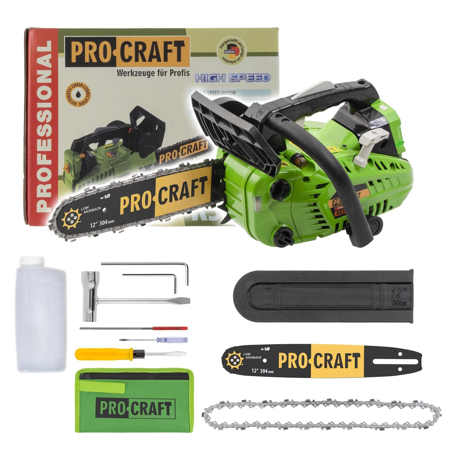 PROCRAFT K350S Бензинова резачка, 30 см шина, 25 cm³, 0.85 кВ, 11000 об./мин., резервоар 230 мл