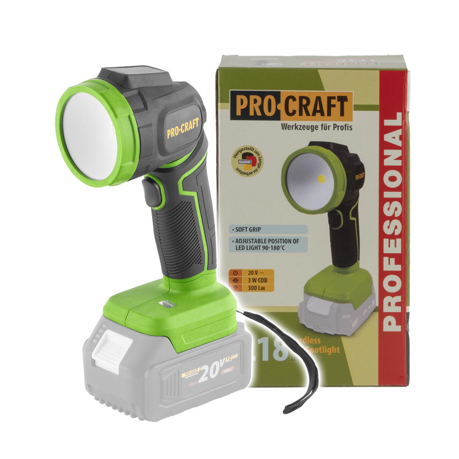 PROCRAFT LL18 Акумулаторен LED фенер, 20V (Solo - без батерия и зарядно)