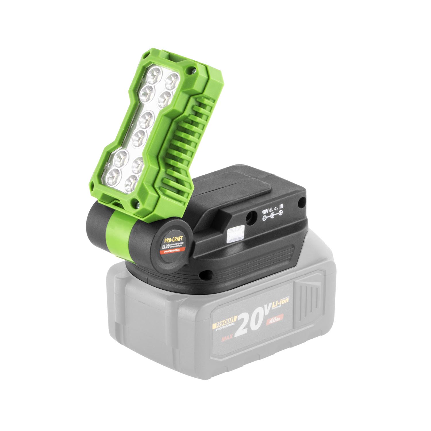 PROCRAFT LL20 Акумулаторен LED прожектор + зарядно с USB-C и USB-A, 20V (Solo – без батерия и зарядно) 06105419
