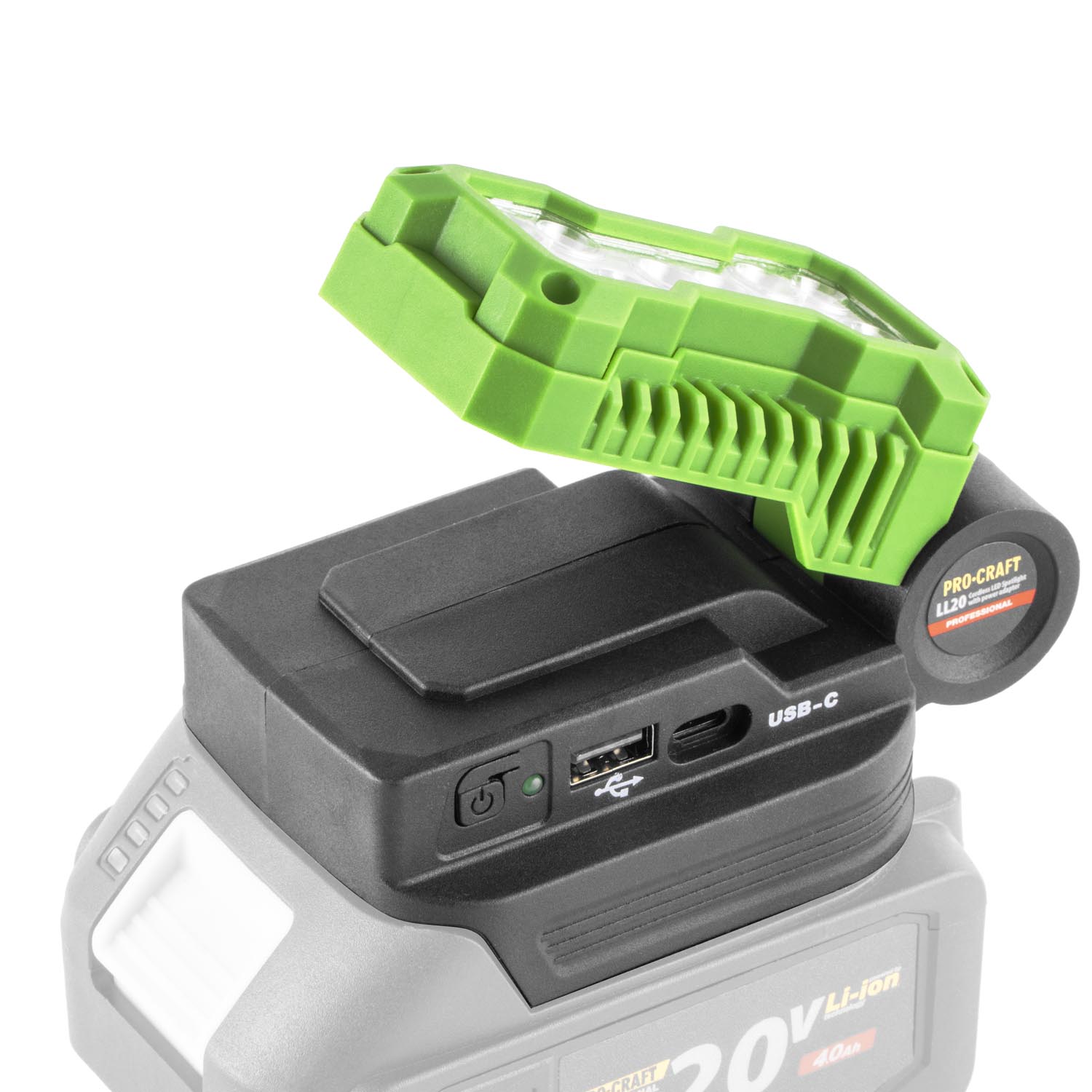 PROCRAFT LL20 Акумулаторен LED прожектор + зарядно с USB-C и USB-A, 20V (Solo – без батерия и зарядно) 06105419