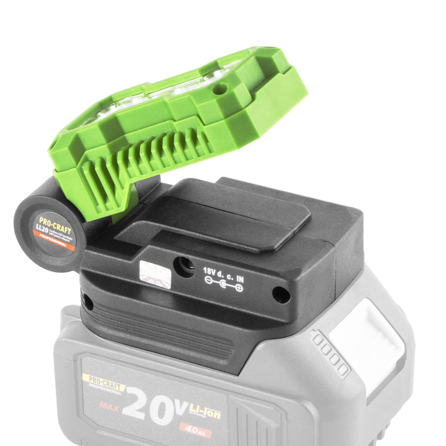 PROCRAFT LL20 Акумулаторен LED прожектор + зарядно с USB-C и USB-A, 20V (Solo – без батерия и зарядно) 06105419