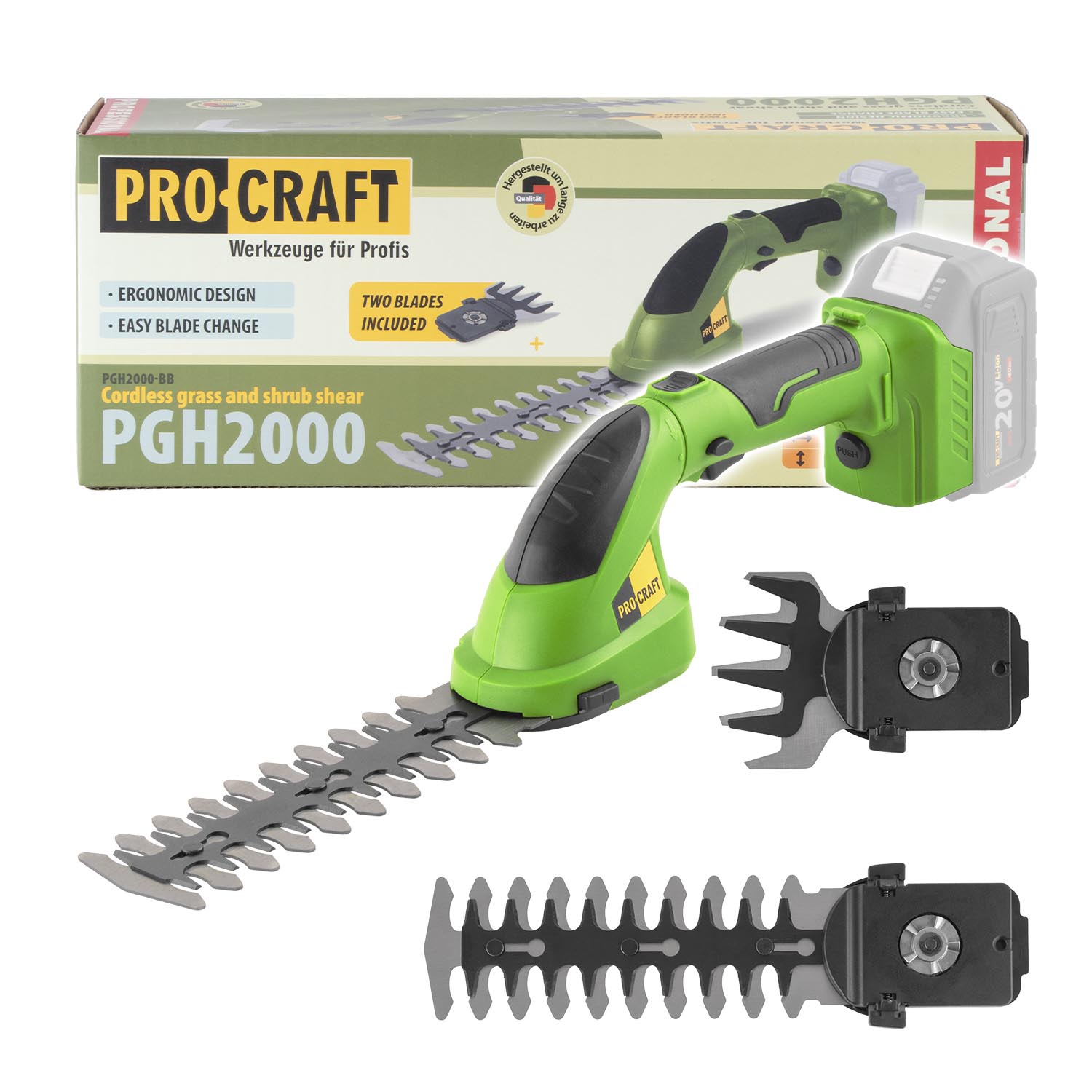 Procraft PGH2000 Акумулаторна ножица за трева 20V (body - без батерии и зарядно)