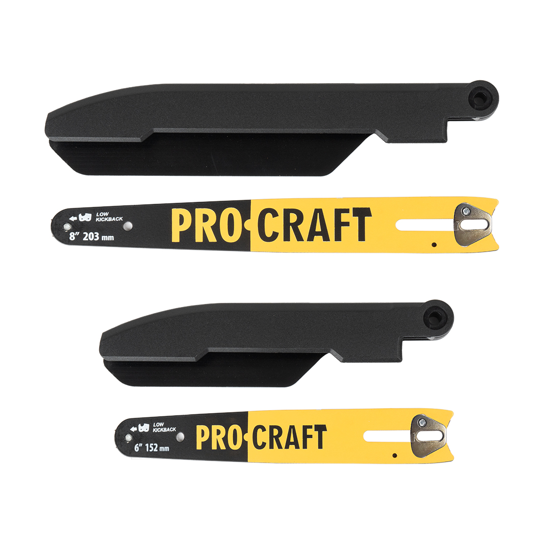 PKA32Li Procraft Акумулаторен безчетков верижен трион 6″ и 8″, 1 бр батерия 20V 4Ah, 1 бр зарядно, 2 бр шини и вериги, куфар.
