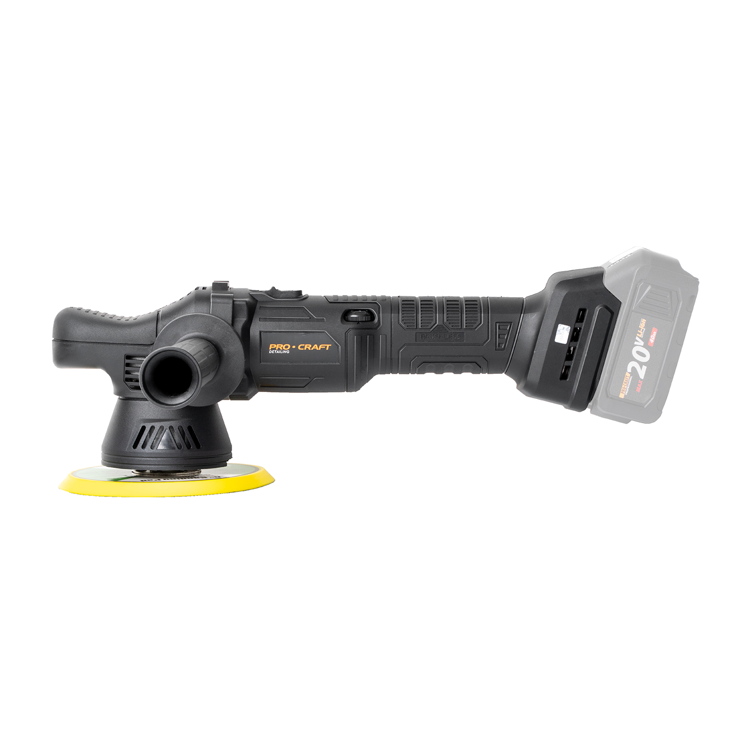 PROCRAFT PM20 Акумулаторна орбитална ексцентър полирмашина, 20V, 125/150 мм, ексцентритет 15 мм
