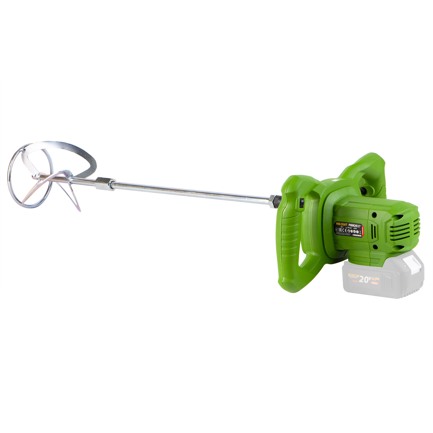 PROCRAFT PMM20 Акумулаторна бъркалка за строителни материали, 20V, 0-750 об./мин