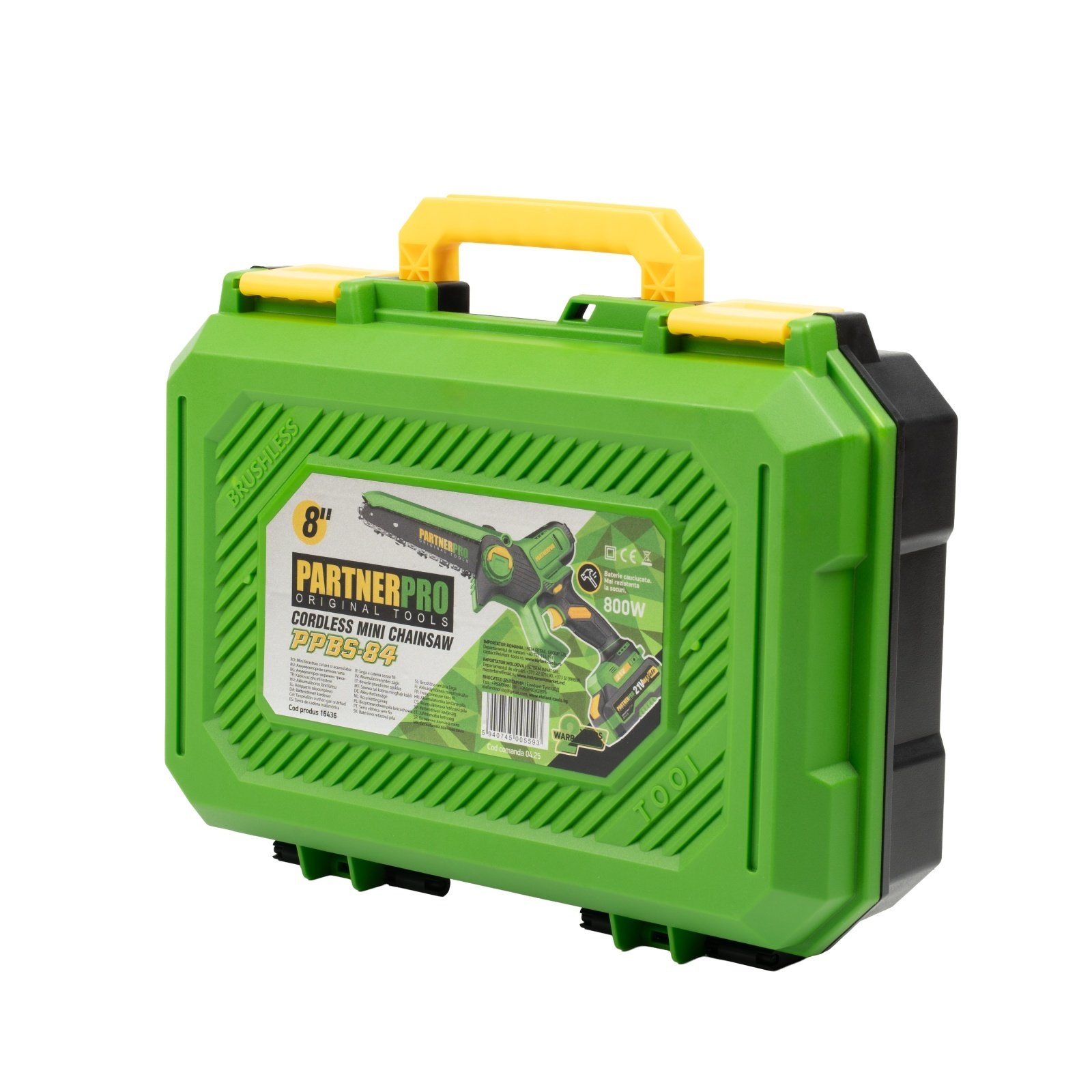 PARTNERRO PPBS-84 Верижен трион 8″/20см, LED дисплей, 4500 об./мин, 20V с една батерия 20V/4Ah, зарядно, куфар