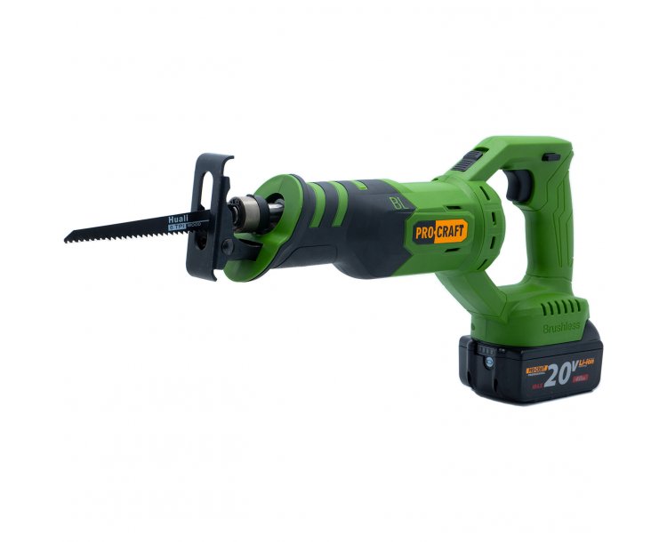 PROCRAFT PSS20 Акумулаторен безчетков саблен трион, куфар, 2 батерии 20V 4Ah, зарядно 20V.