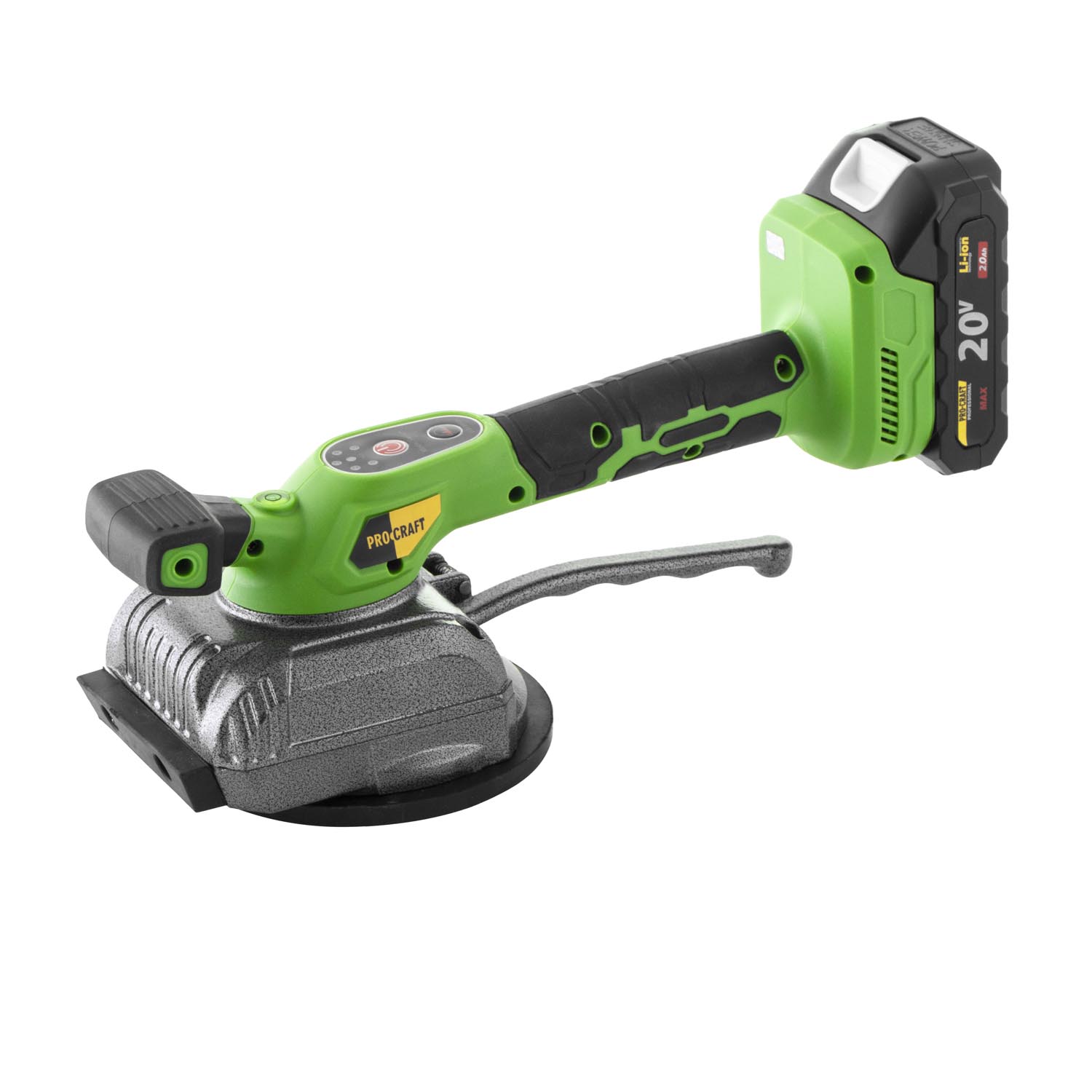 PROCRAFT PTM20-1b-c Акумулаторна вибрираща вендуза за плочки, 20V, 130 мм, 75 кг, 1 бр батерия 2Ah и зарядно, куфар