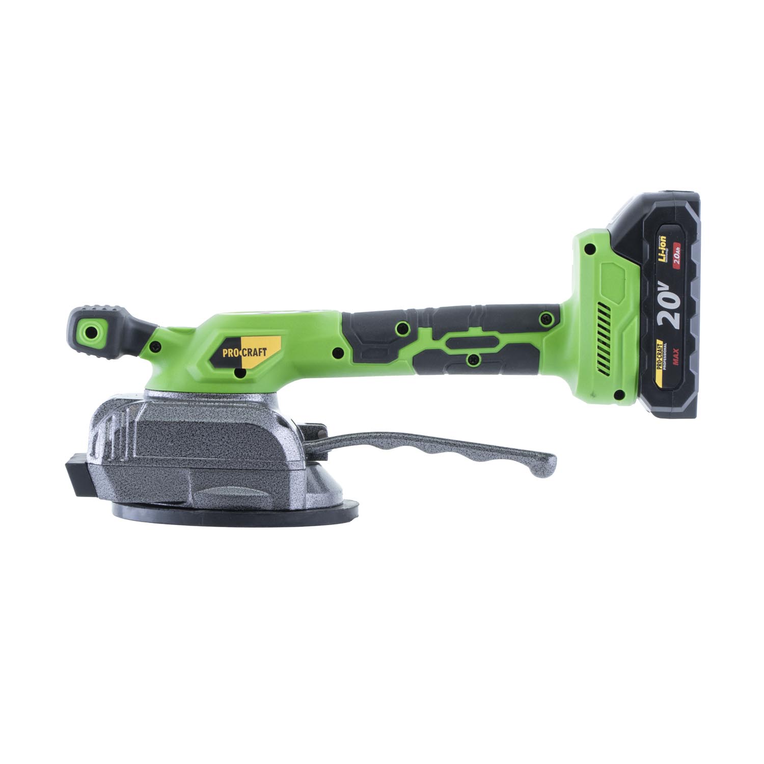 PROCRAFT PTM20-1b-c Акумулаторна вибрираща вендуза за плочки, 20V, 130 мм, 75 кг, 1 бр батерия 2Ah и зарядно, куфар