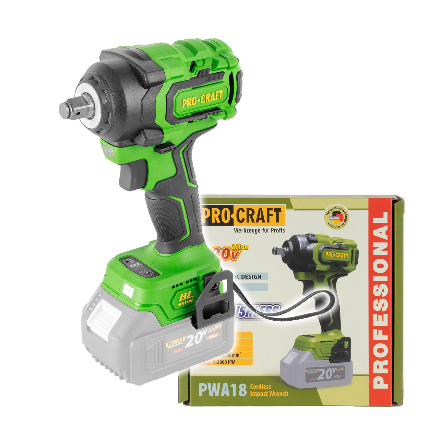 PROCRAFT PWA18 Акумулаторен безчетков ударен гайковерт (Solo - без батерия и зарядно)