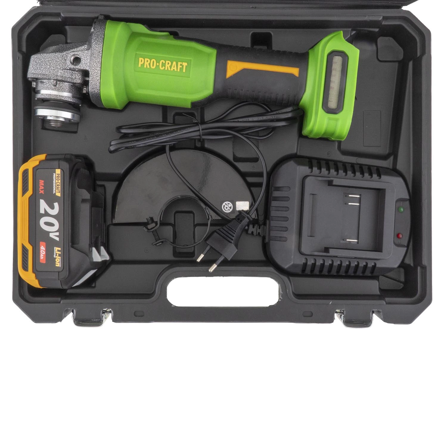 PROCRAFT PWA220 Акумулаторен безчетков ъглошлайф, 125 мм, 20V, 3500/6000/8500 об/мин, 1 батерия 4 Ah + зарядно.
