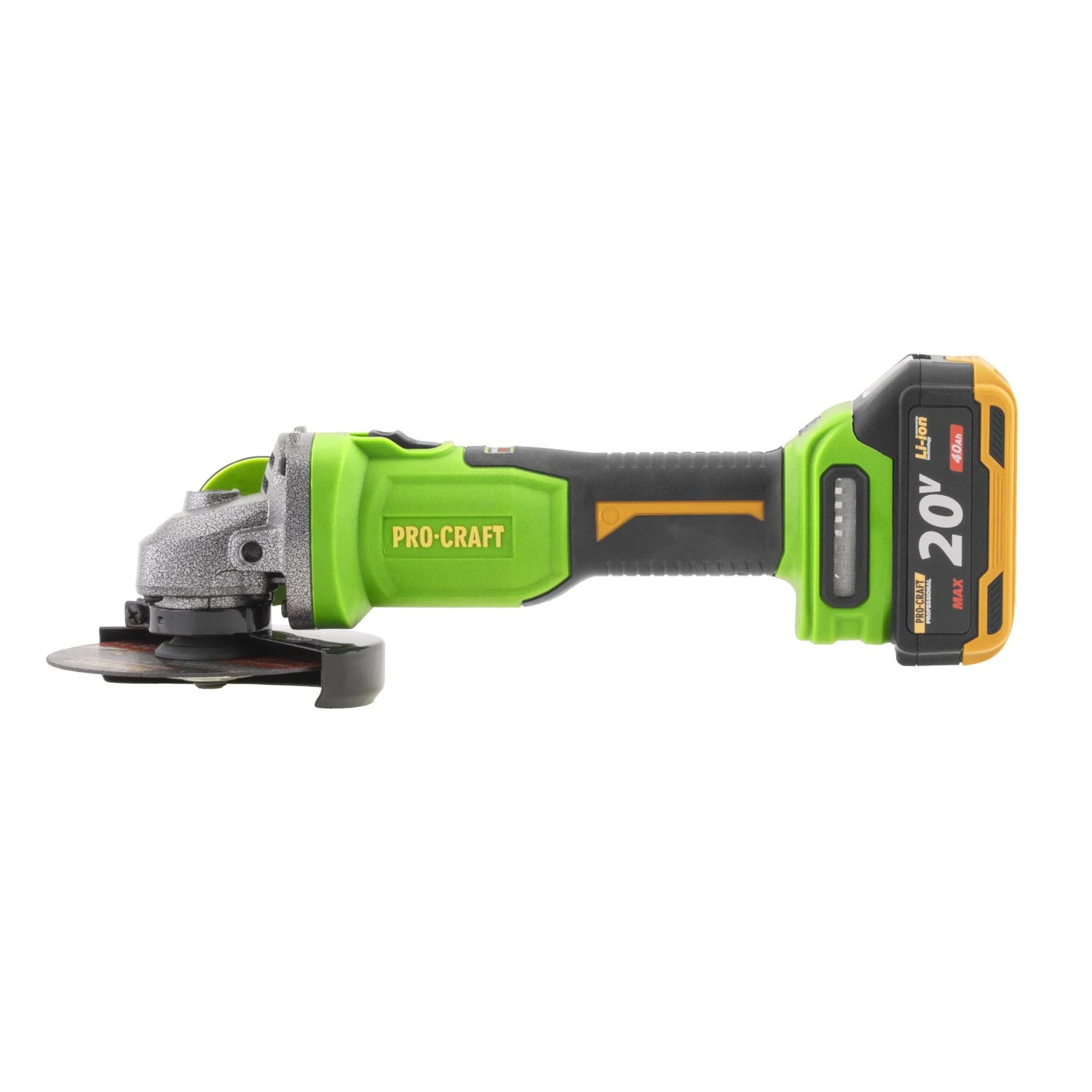 PROCRAFT PWA220 Акумулаторен безчетков ъглошлайф, 125 мм, 20V, 3500/6000/8500 об/мин, 1 батерия 4 Ah + зарядно.