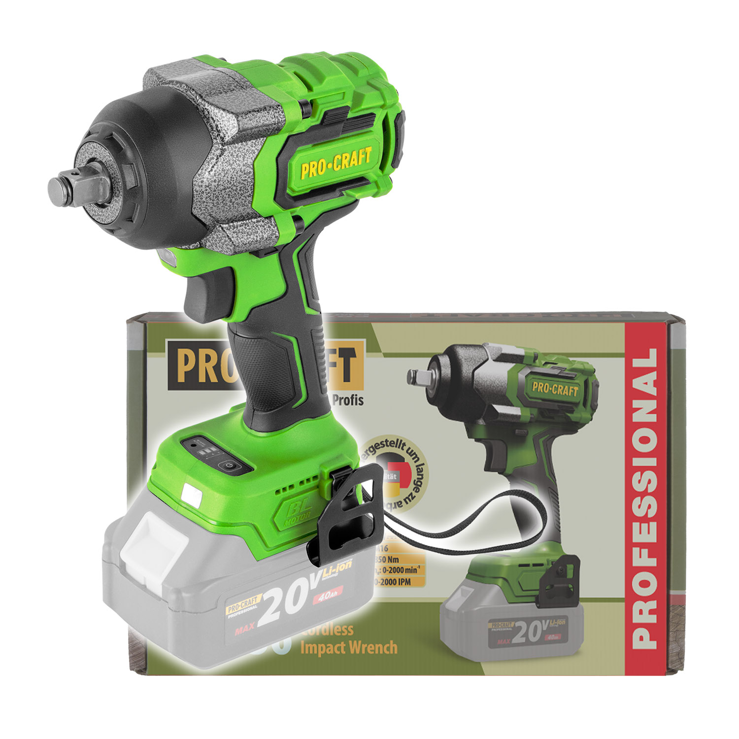 PROCRAFT PWA36 Акумулаторен гайковерт 1/2, 20V, 850 Nm (body - без батерии и зарядно)