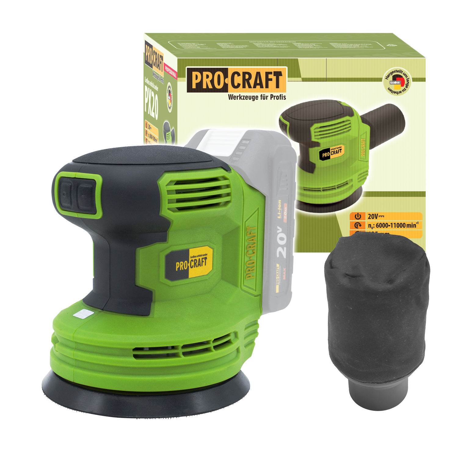 Procraft PX20 Акумулаторен ексцентършлайф 20V (Solo - без батерия и зарядно)
