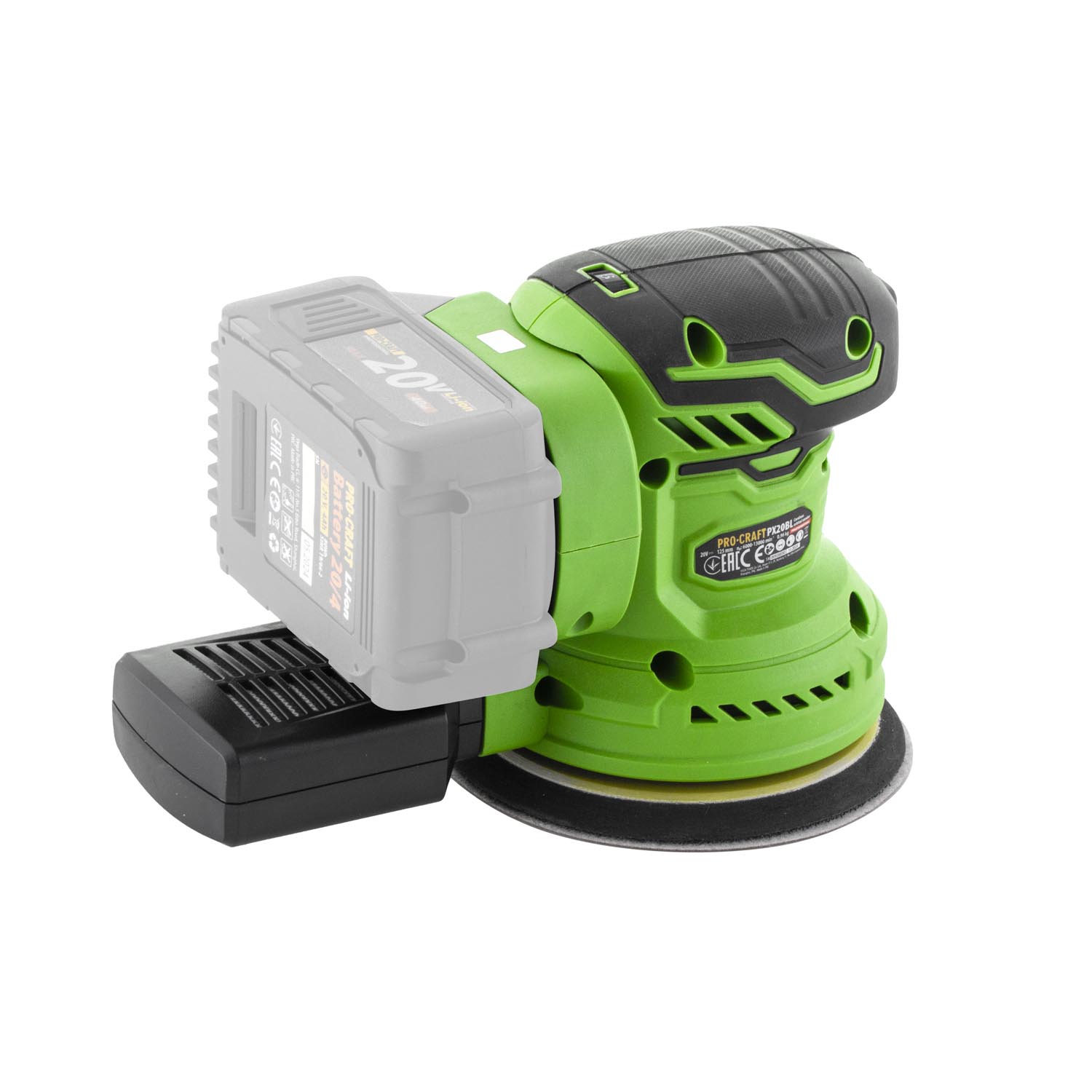 Procraft PX20BL Акумулаторен безчетков ексцентършлайф 20V (Solo – без батерия и зарядно)