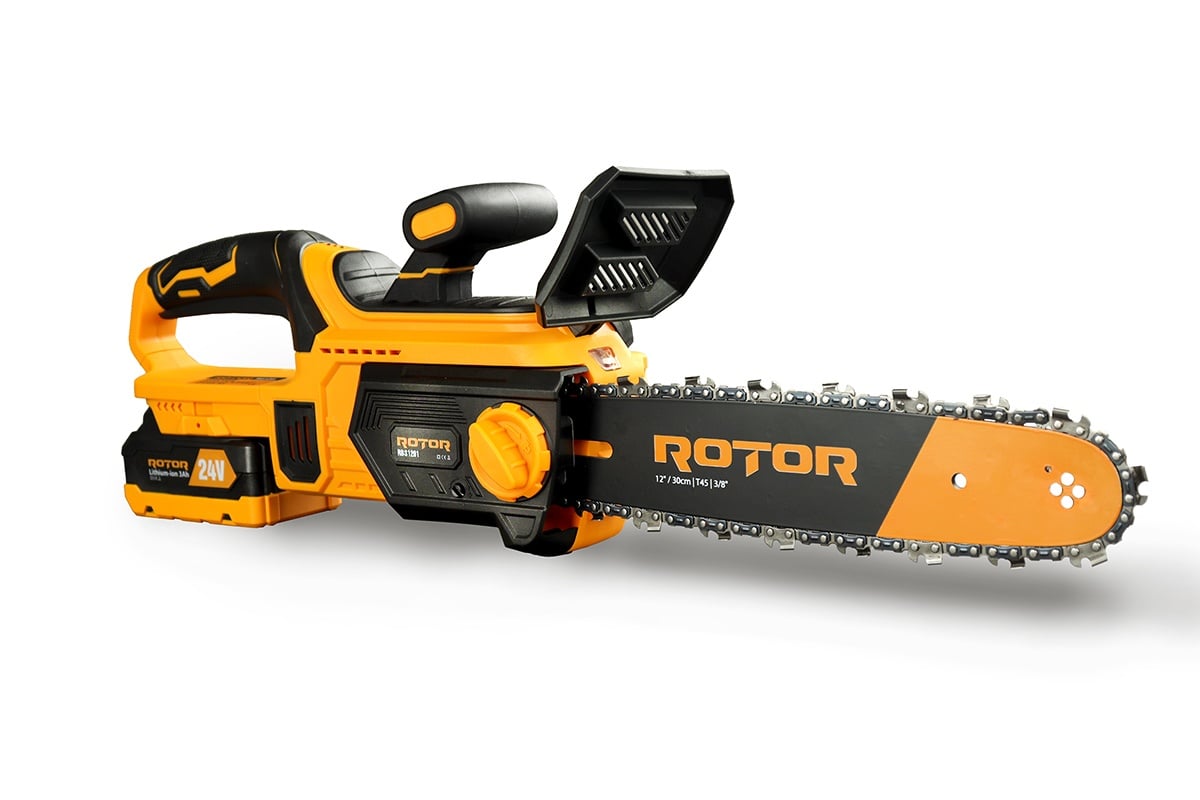 ROTOR RBS1201 Акумулаторен верижен трион, 14″/36 см, 20V/3Ah, комплект 1 батерия и зарядно