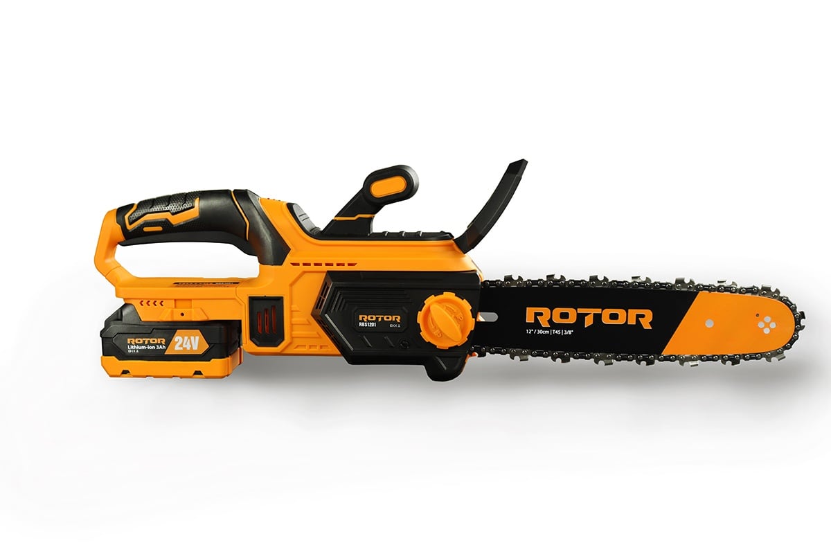 ROTOR RBS1201 Акумулаторен верижен трион, 14″/36 см, 20V/3Ah, комплект 1 батерия и зарядно