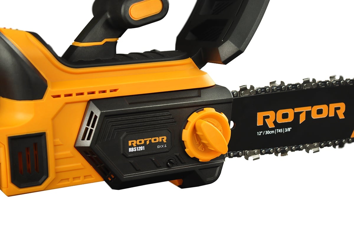 ROTOR RBS1201 Акумулаторен верижен трион, 14″/36 см, 20V/3Ah, комплект 1 батерия и зарядно