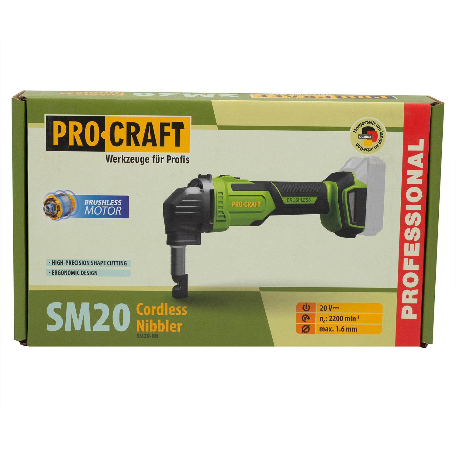 PROCRAFT SM20 Акумулаторна безчеткова ножица за рязане на метал, 20V (Solo – без батерия и зарядно)