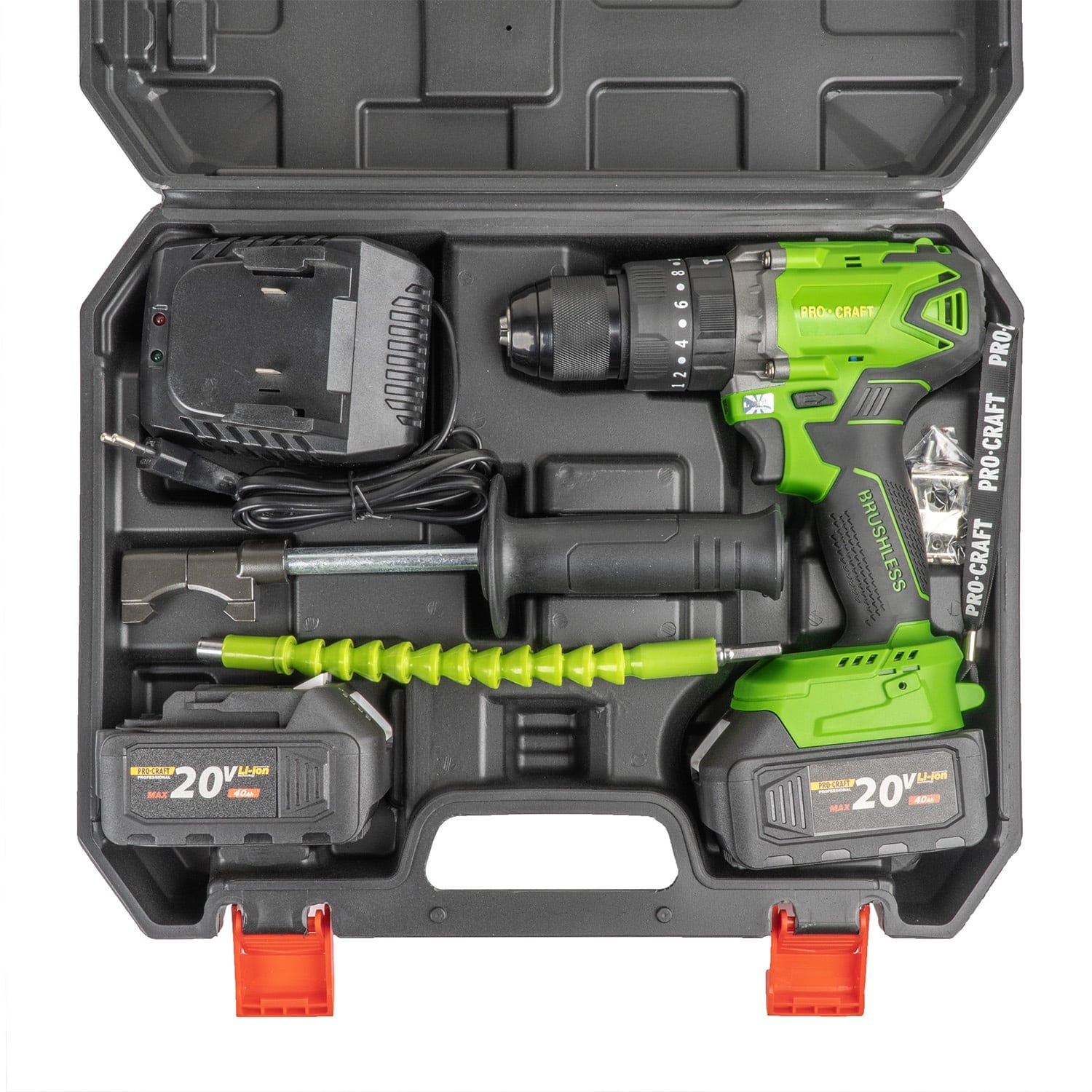 PROCRAFT PA18BL Безчетков акумулаторен винтоверт, 2 батерии 18V, 4.0Ah, 1350 об/мин, 2 работни скорости