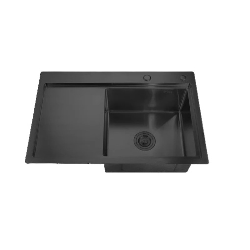 MIXXUS HM7849R-215 Кухненска мивка, Nano-Black (3.0/0.8), от неръждаема стомана, ляв отцедник